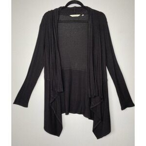 Soft Surrounds Waffle Knit Open Front Cardigan Women's Size S Waterfall Hem